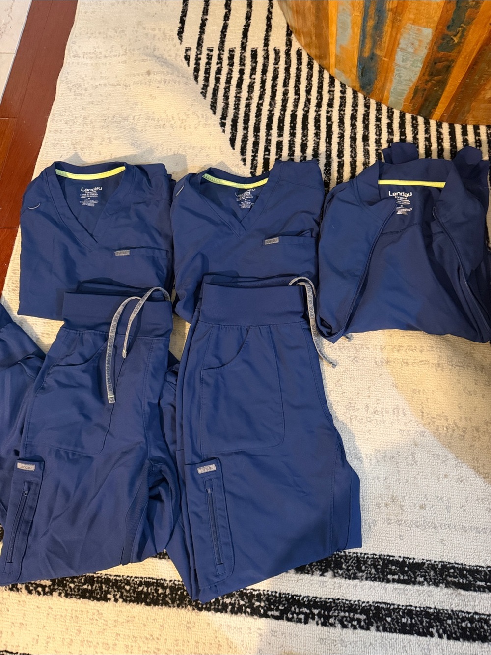 Landau Kids Navy Blue One-Piece Scrub Outfit with Lime Trim
